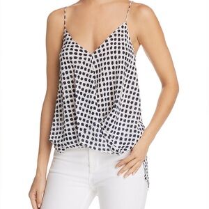 Theory Kashya Printed Blue and White Polka Dot Silk Tank